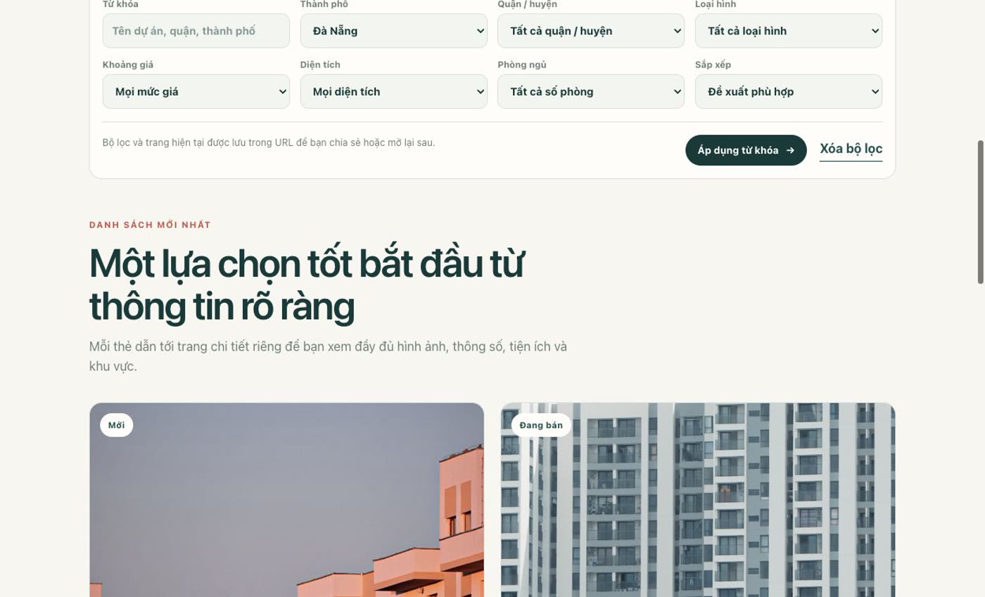 Màn hình tính năng của Cách tạo website bất động sản nhiều trang bằng LynaX AI: An Cư Việt