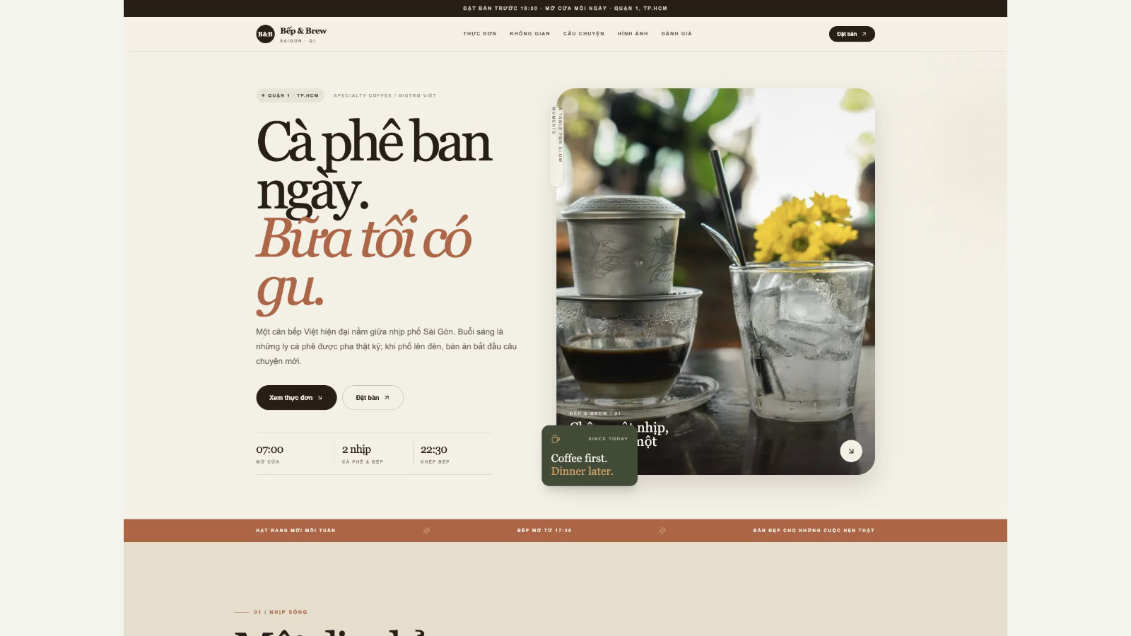 Cách tạo website quán café, nhà hàng bằng LynaX AI: Bếp & Brew Saigon