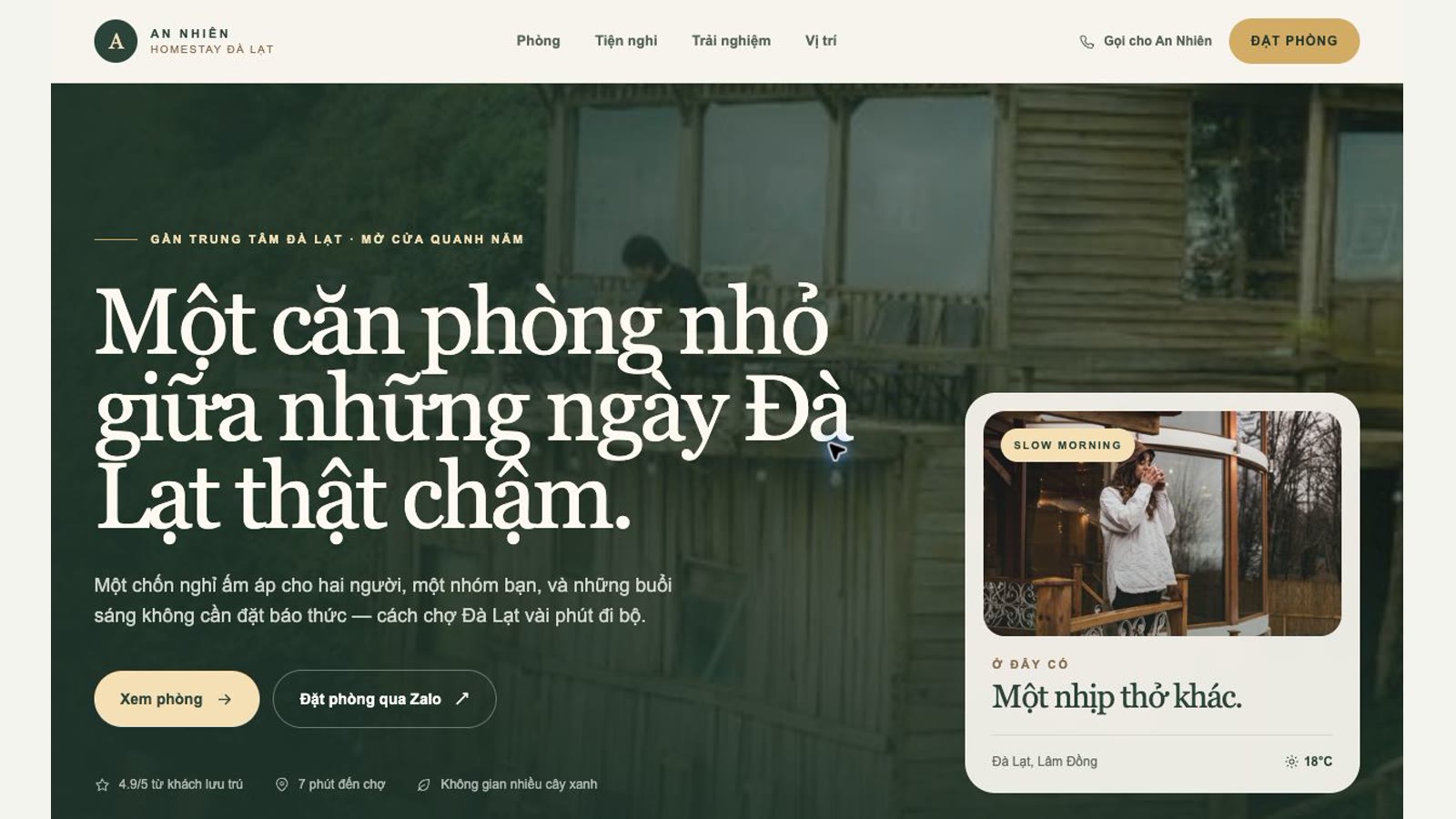 Cách tạo website homestay Đà Lạt bằng LynaX AI: mẫu An Nhiên Homestay